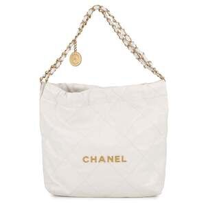 CHANEL 22 Matelasse Small Handbag in Shiny Calfskin (AS3260) - White. Women's...